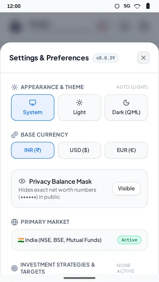 Privacy and backup settings